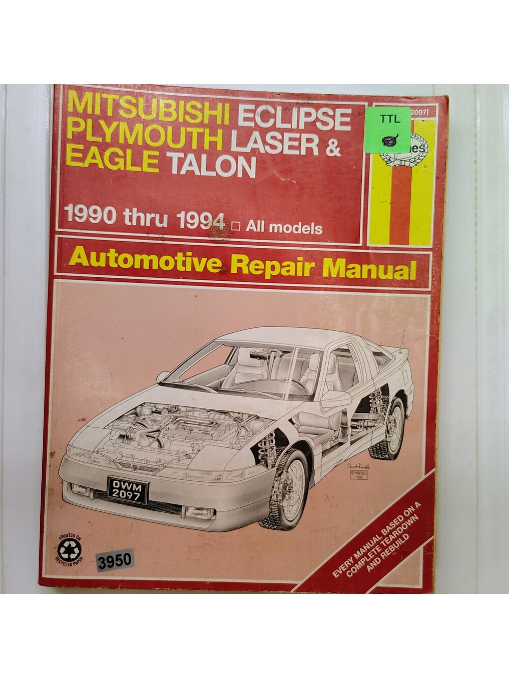 Haynes Automotive Repair Manual Mitsubishi Eclipse Plymouth Laser Eagle Talon 90